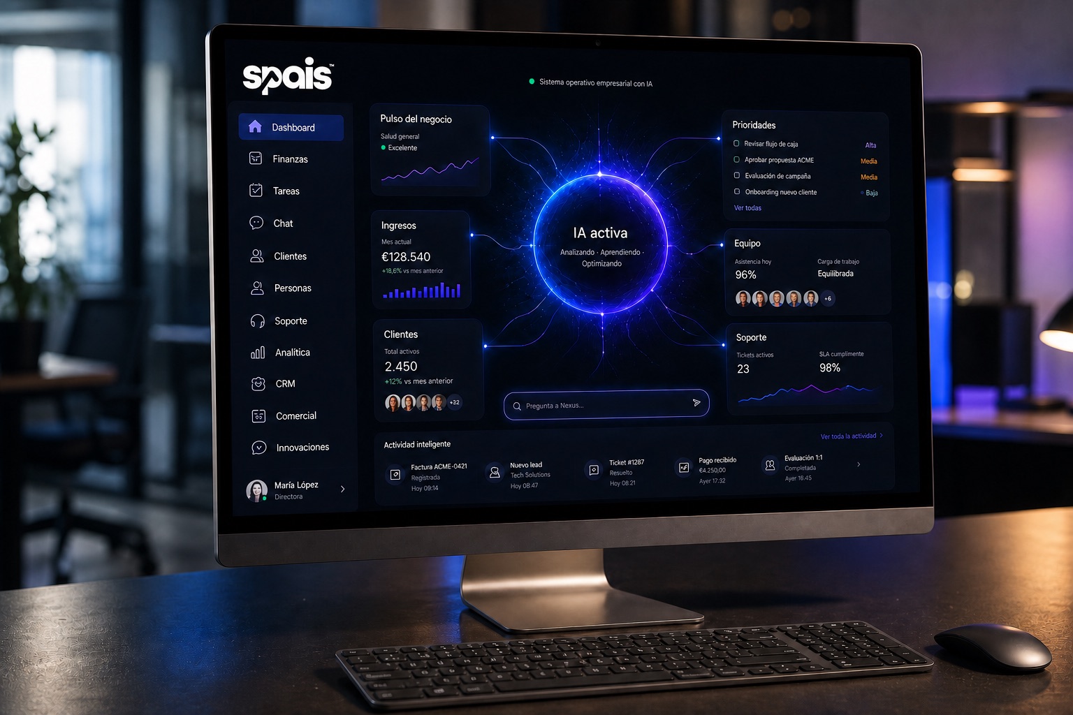 Dashboard de WORKHACK, el sistema operativo de negocio de SPAIS