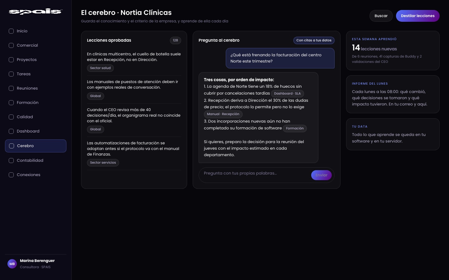 Un cerebro de inteligencia artificial que aprende de tu empresa