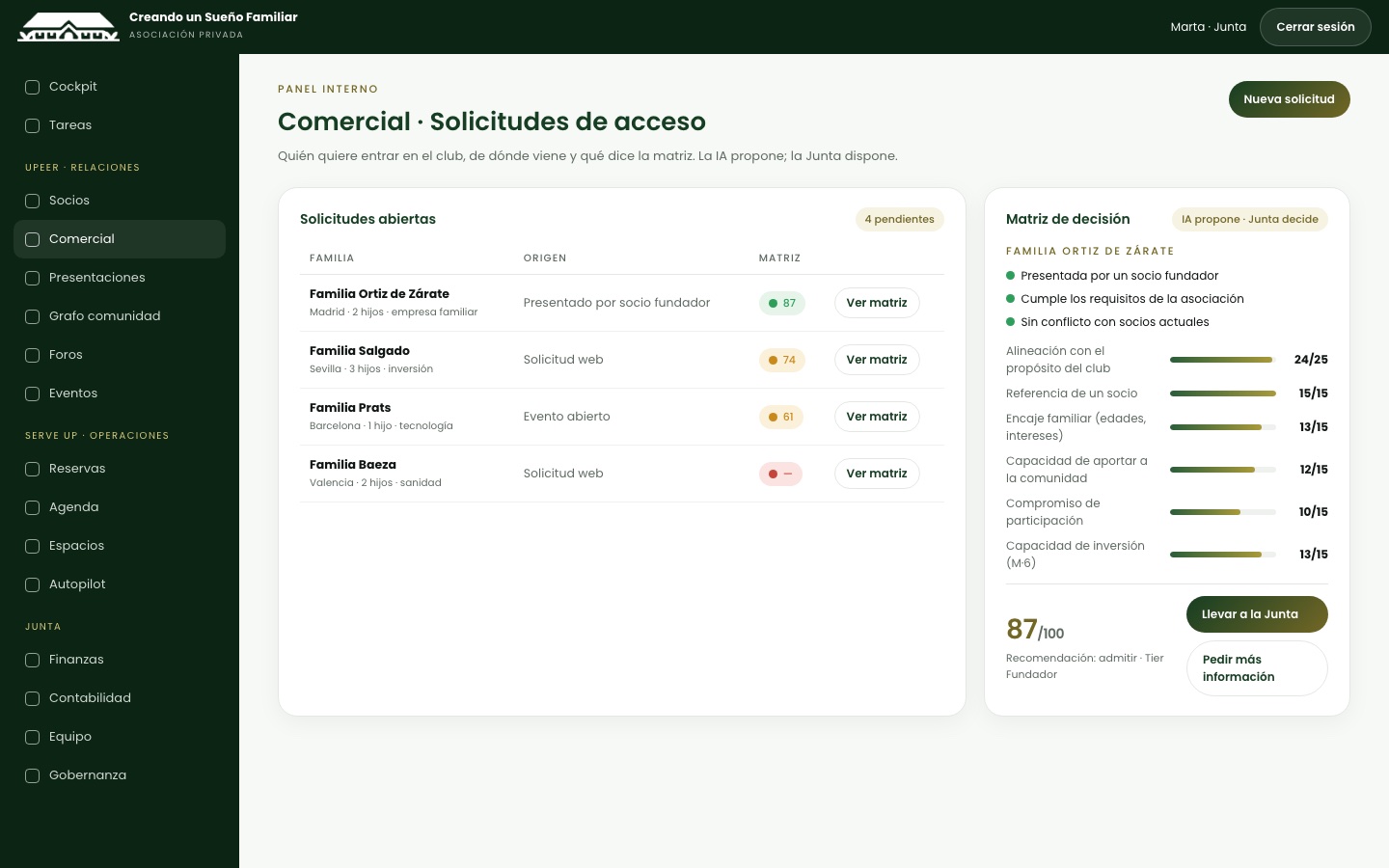 Comercial y matriz de decisión